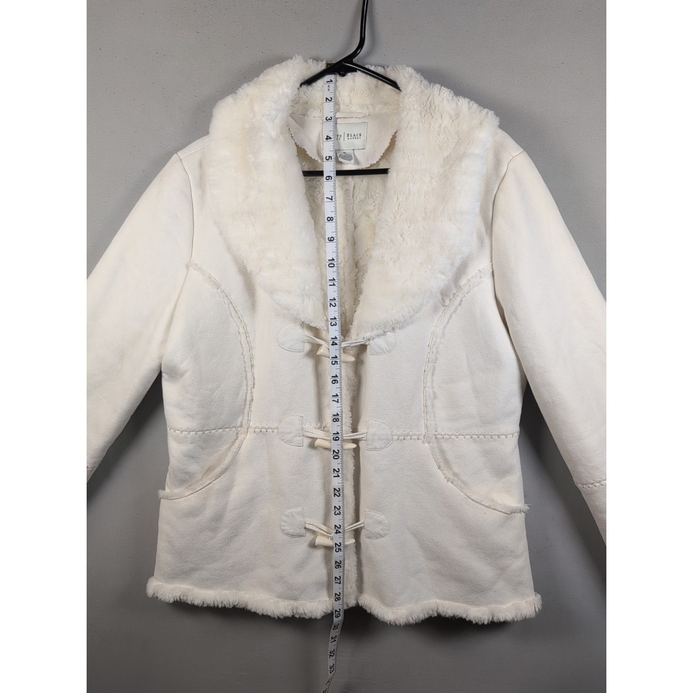 White House Black Market Ivory Faux Suede and Fur Lined Coat Women's XL